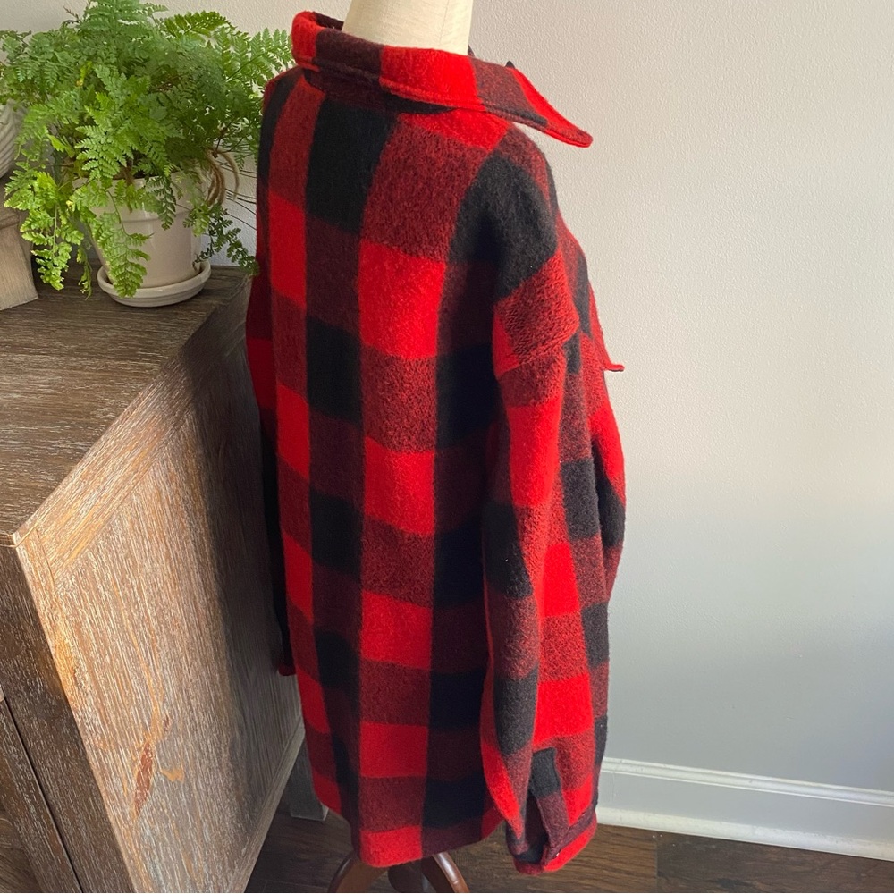 RARE Vtg L.L. Bean Wool Flannel Buffalo Plaid Jacket Mens XL Red Black - Picture 5 of 11